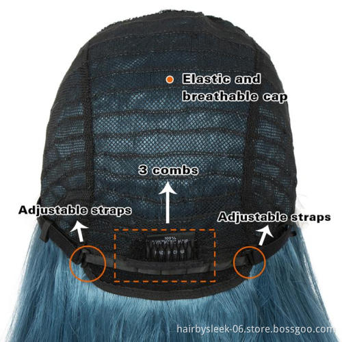 29 Inch Fog Blue Color Arika Synthetic Lace Front Wigs Body Wave HD Lace Front Side Part Wig Synthetic hair wigs For black Women